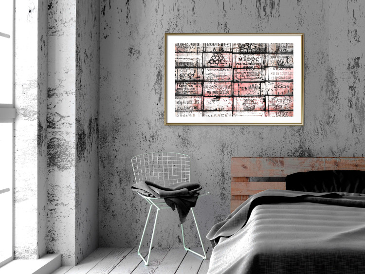 Wall Poster Scent of Wine - black patterns with retro motifs on bricks 122283 additionalImage 13