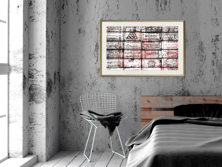 Wall Poster Scent of Wine - black patterns with retro motifs on bricks 122283 additionalImage 21
