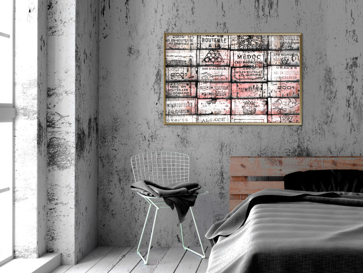 Wall Poster Scent of Wine - black patterns with retro motifs on bricks 122283 additionalImage 7