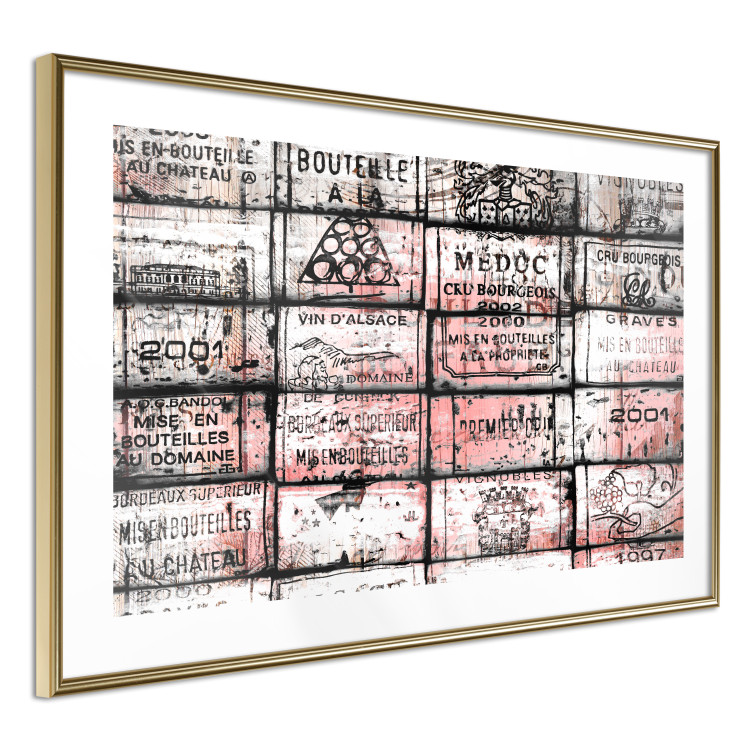 Wall Poster Scent of Wine - black patterns with retro motifs on bricks 122283 additionalImage 6