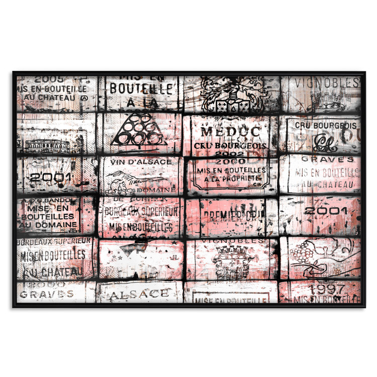 Wall Poster Scent of Wine - black patterns with retro motifs on bricks 122283 additionalImage 24
