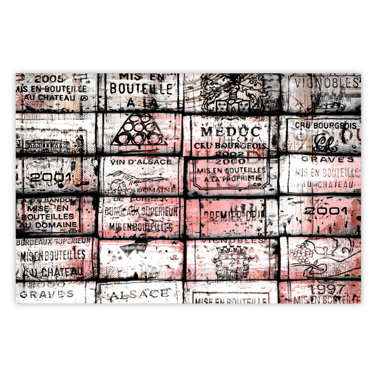 Wall Poster Scent of Wine - black patterns with retro motifs on bricks 122283