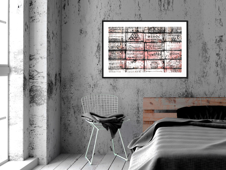 Wall Poster Scent of Wine - black patterns with retro motifs on bricks 122283 additionalImage 6