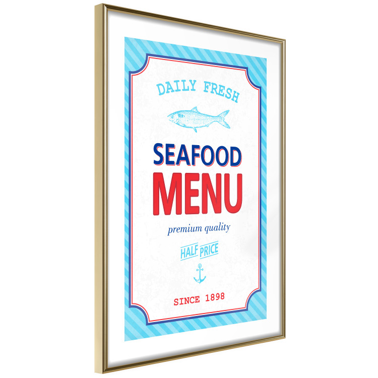 Wall Poster Menu - blue advertising pattern with English captions and fish 123583 additionalImage 6
