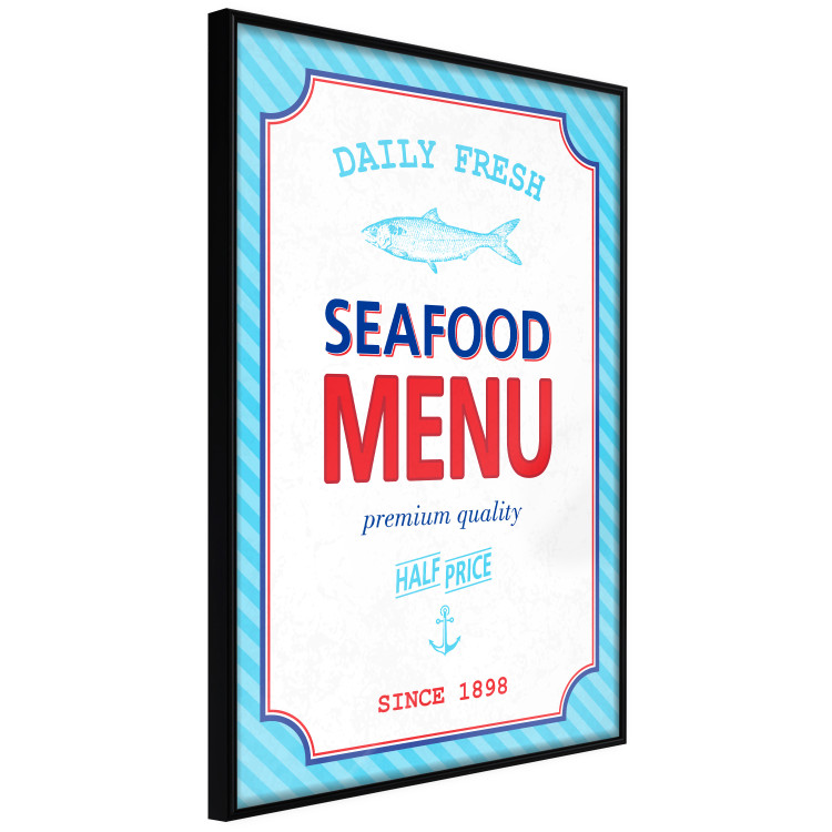 Wall Poster Menu - blue advertising pattern with English captions and fish 123583 additionalImage 10