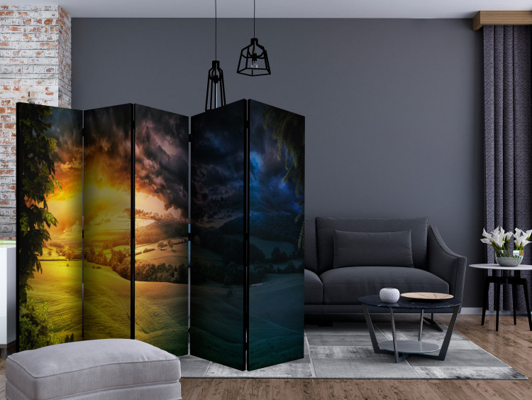 Room Divider Twilight over the Valley II (5-piece) - colorful landscape of fields and meadows 124183 additionalImage 4