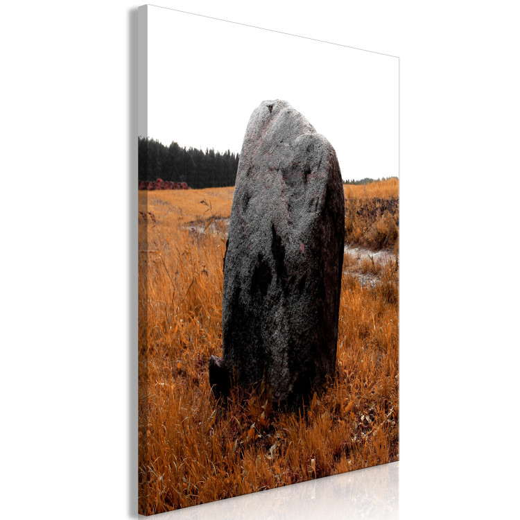 Canvas Boulder in the meadow - autumn landscape showing a stone in the field 124383 additionalImage 2