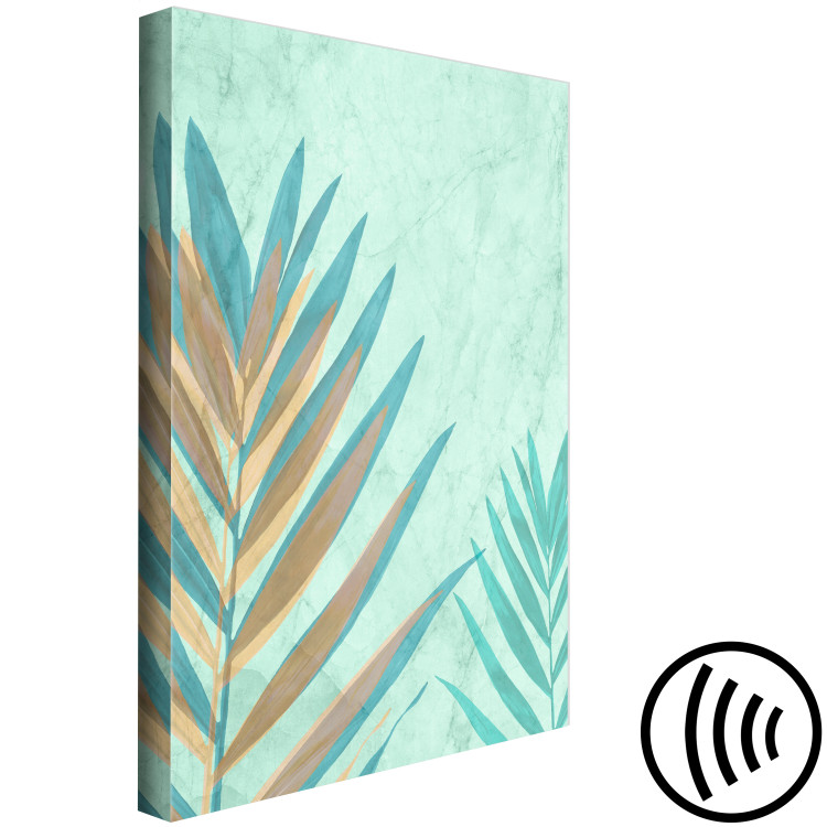 Canvas Print Colourful palm leaf - exotic plant motif on a green background 127583 additionalImage 6