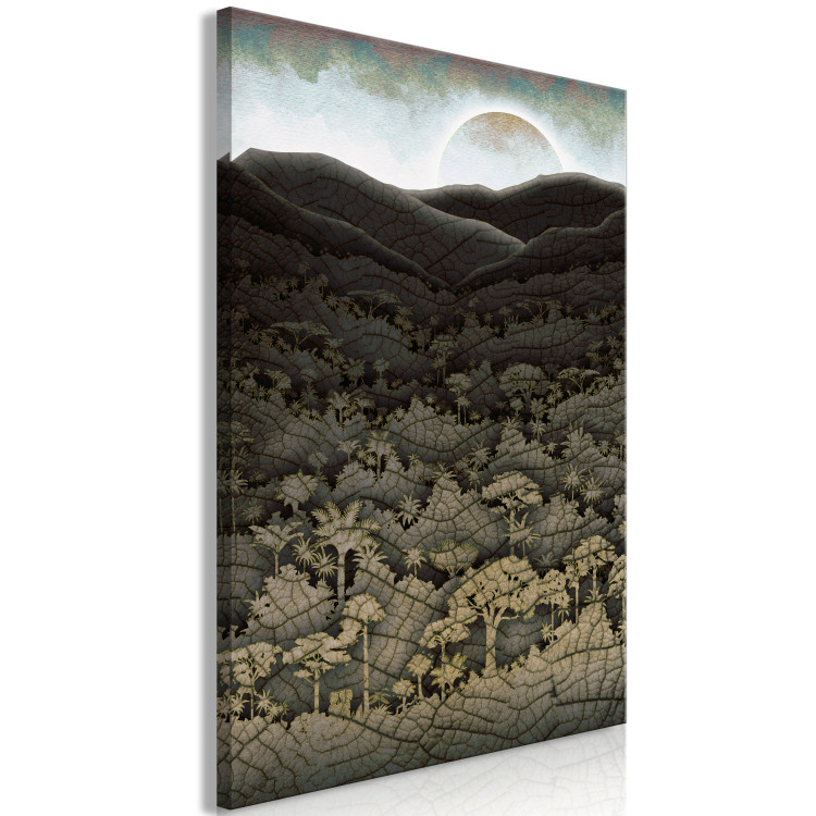 Canvas Print Forest, mountains and sun - a cartoon landscape in dark tones 127983 additionalImage 2