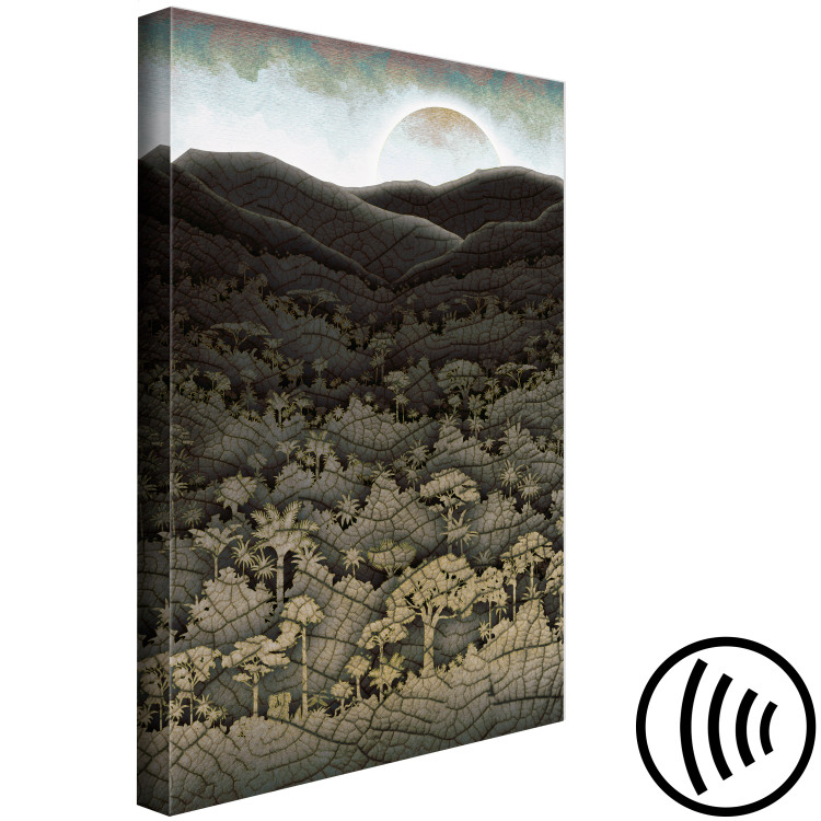 Canvas Print Forest, mountains and sun - a cartoon landscape in dark tones 127983 additionalImage 6