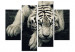 Canvas Art Print Calm tiger - a four-piece composition with a lying tiger 128783