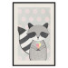Wall Poster Ice Cream Hungry Raccoon - funny gray animal with ice cream on polka dot background 129583 additionalThumb 19