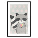 Wall Poster Ice Cream Hungry Raccoon - funny gray animal with ice cream on polka dot background 129583 additionalThumb 17