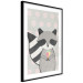 Wall Poster Ice Cream Hungry Raccoon - funny gray animal with ice cream on polka dot background 129583 additionalThumb 8