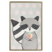 Wall Poster Ice Cream Hungry Raccoon - funny gray animal with ice cream on polka dot background 129583 additionalThumb 21