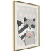 Wall Poster Ice Cream Hungry Raccoon - funny gray animal with ice cream on polka dot background 129583 additionalThumb 3