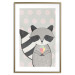Wall Poster Ice Cream Hungry Raccoon - funny gray animal with ice cream on polka dot background 129583 additionalThumb 16