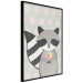 Wall Poster Ice Cream Hungry Raccoon - funny gray animal with ice cream on polka dot background 129583 additionalThumb 13