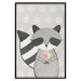 Wall Poster Ice Cream Hungry Raccoon - funny gray animal with ice cream on polka dot background 129583 additionalThumb 18