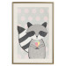 Wall Poster Ice Cream Hungry Raccoon - funny gray animal with ice cream on polka dot background 129583 additionalThumb 20