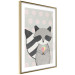 Wall Poster Ice Cream Hungry Raccoon - funny gray animal with ice cream on polka dot background 129583 additionalThumb 9