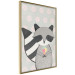 Wall Poster Ice Cream Hungry Raccoon - funny gray animal with ice cream on polka dot background 129583 additionalThumb 14