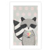 Wall Poster Ice Cream Hungry Raccoon - funny gray animal with ice cream on polka dot background 129583 additionalThumb 25