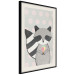 Wall Poster Ice Cream Hungry Raccoon - funny gray animal with ice cream on polka dot background 129583 additionalThumb 2