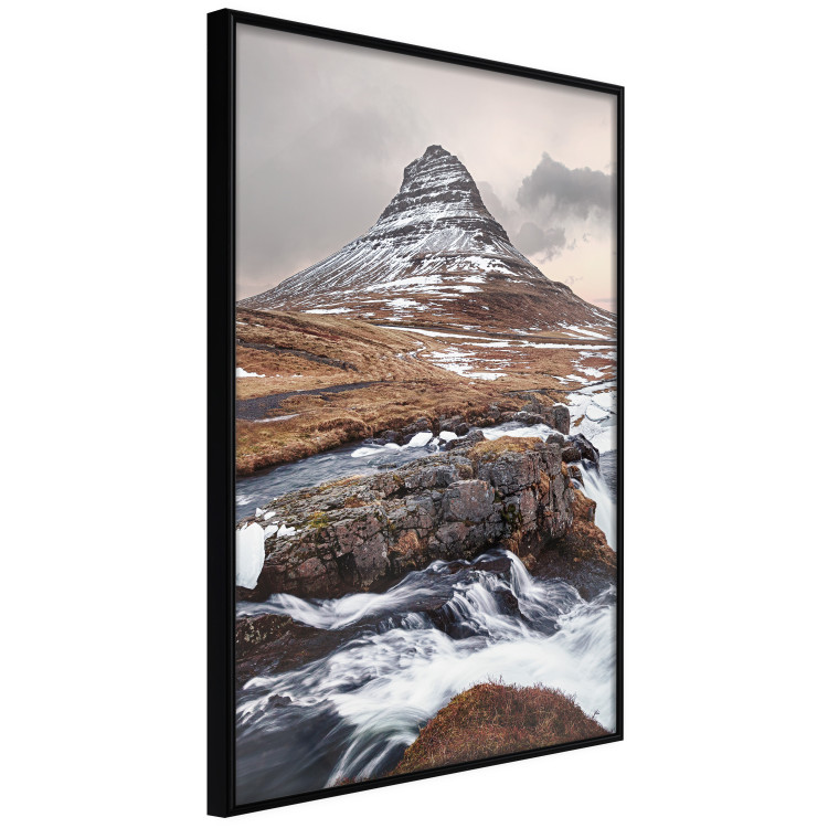 Poster Kirkjufell - winter landscape of a mountain and a stream against the sky 130383 additionalImage 11