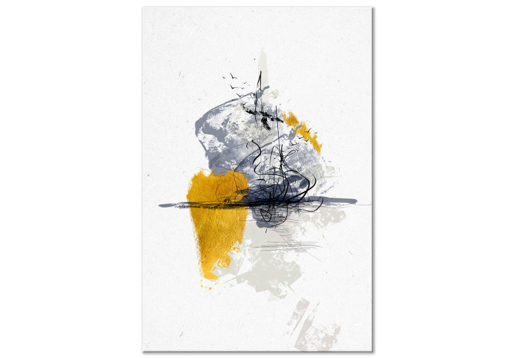 Canvas Birds over Water (1-piece) Vertical - landscape abstraction with birds 131683