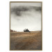 Poster Mountain Retreat - field landscape with a small cottage against white clouds 131783 additionalThumb 17