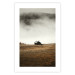 Poster Mountain Retreat - field landscape with a small cottage against white clouds 131783 additionalThumb 19