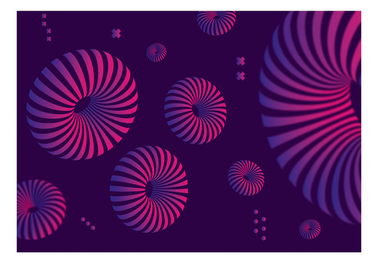 Photo Wallpaper Three-dimensional donuts - 3D abstraction on a violet background 132183 additionalImage 1