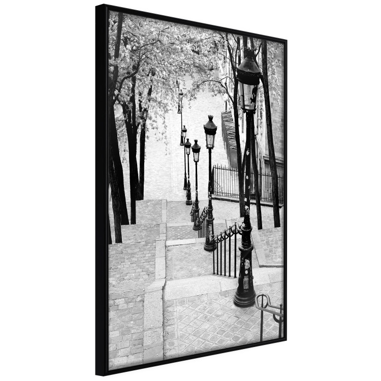 Poster Montmartre - black and white street landscape in the city with many lamps 132283 additionalImage 13