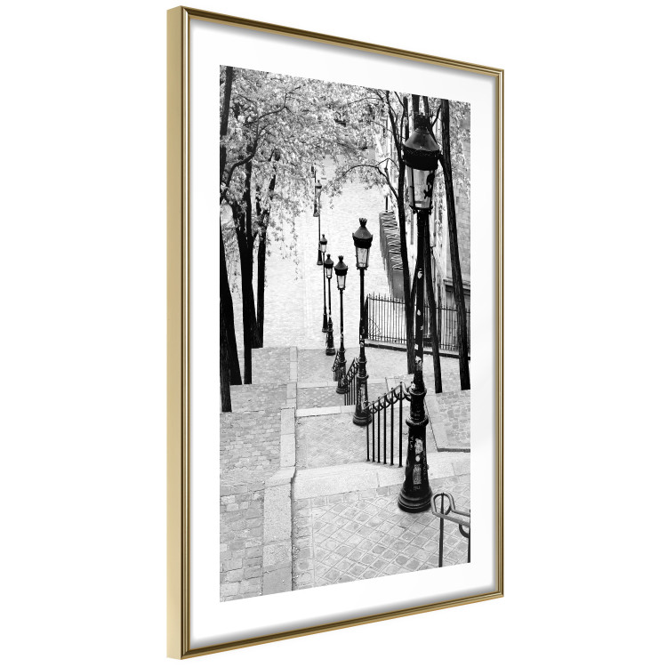 Poster Montmartre - black and white street landscape in the city with many lamps 132283 additionalImage 9