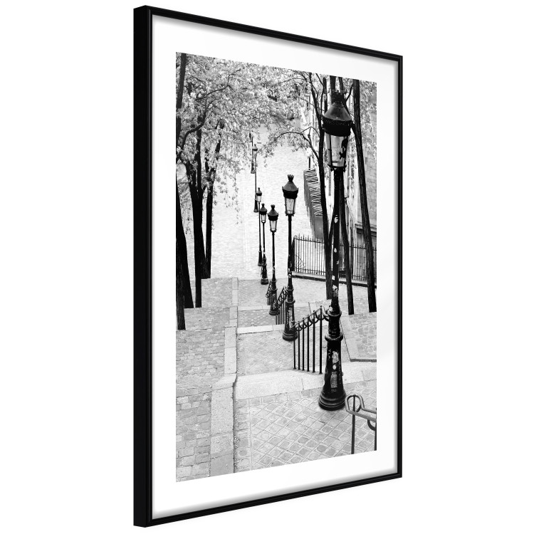 Poster Montmartre - black and white street landscape in the city with many lamps 132283 additionalImage 8
