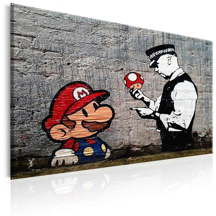 Canvas Print Mario and Cop by Banksy 132483 additionalImage 2