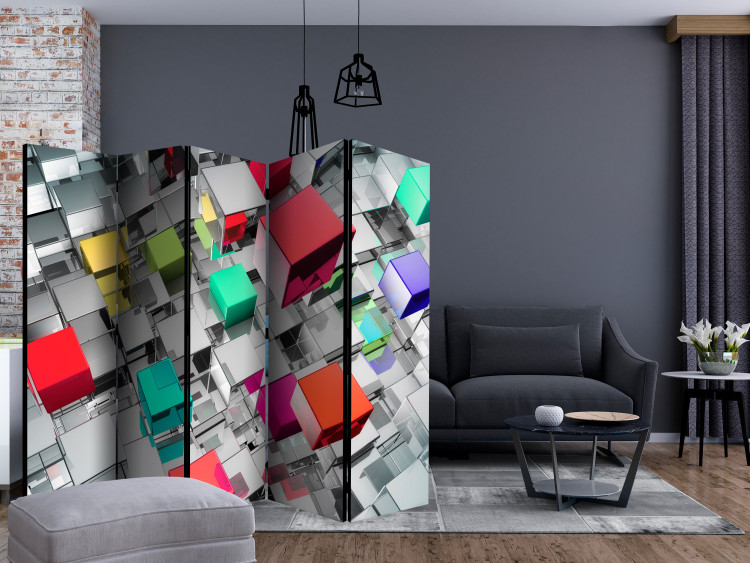 Folding Screen Metal Colors II (5-piece) - abstraction with colorful architecture 132783 additionalImage 4