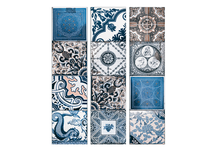 Room Divider Blue Arabesque (3-piece) - ethnic mosaic in retro ornaments 133183 additionalImage 3