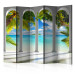 Folding Screen Sea Beyond Columns II (5-piece) - architecture and palm trees in the background 133483