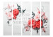 Room Separator Romantic Home II - whimsical pink flower motifs on a white background with text 133883 additionalThumb 3