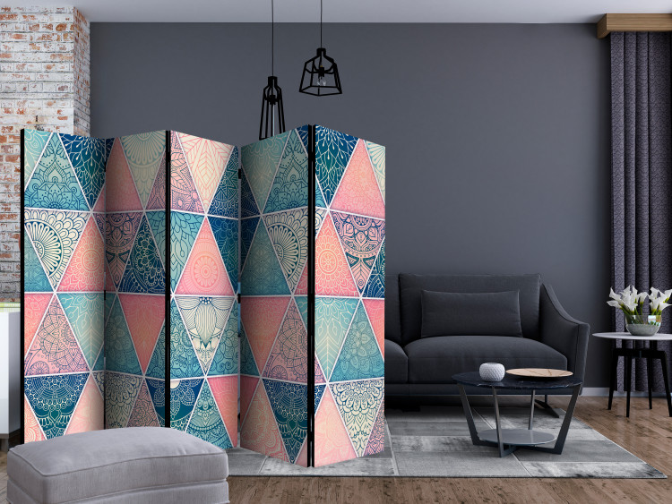 Room Divider Triangular Ornaments II (5-piece) - colorful oriental composition 134283 additionalImage 4