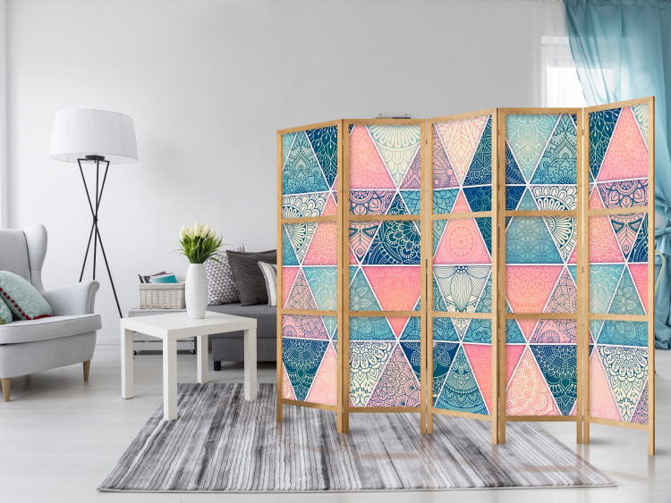 Room Divider Triangular Ornaments II (5-piece) - colorful oriental composition 134283 additionalImage 7
