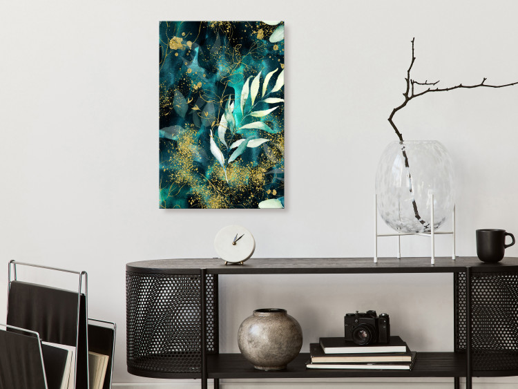 Canvas Print Starry Nature (1-piece) Vertical - abstract blue leaves 135983 additionalImage 3