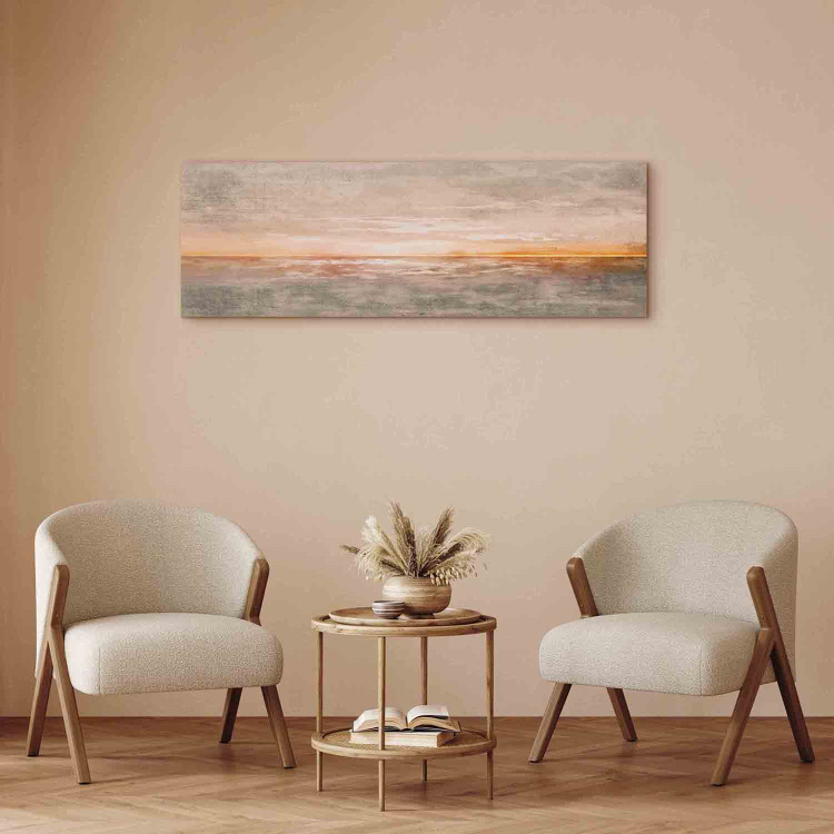 Canvas Seascape (1-piece) - beautiful sunset with distressed texture 143783 additionalImage 3