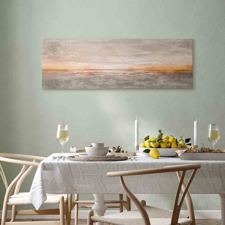 Canvas Seascape (1-piece) - beautiful sunset with distressed texture 143783 additionalImage 5