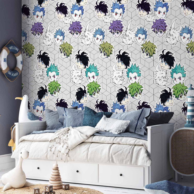 Wallpaper Anime - Expressions on the Faces of Cartoon Characters on a Geometric Background 146383 additionalImage 9