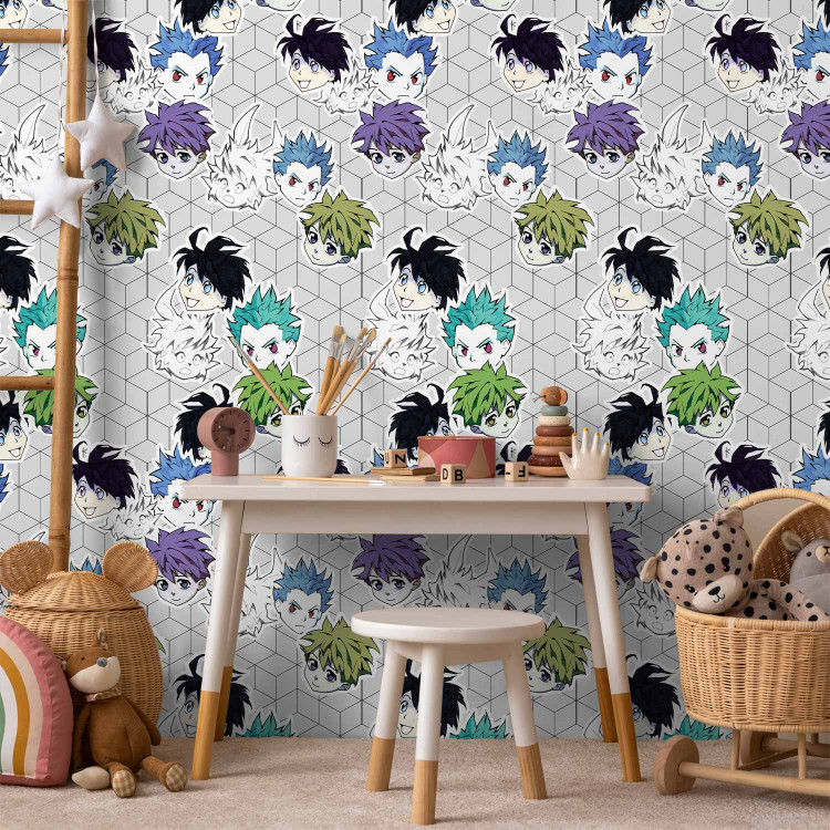 Wallpaper Anime - Expressions on the Faces of Cartoon Characters on a Geometric Background 146383 additionalImage 8