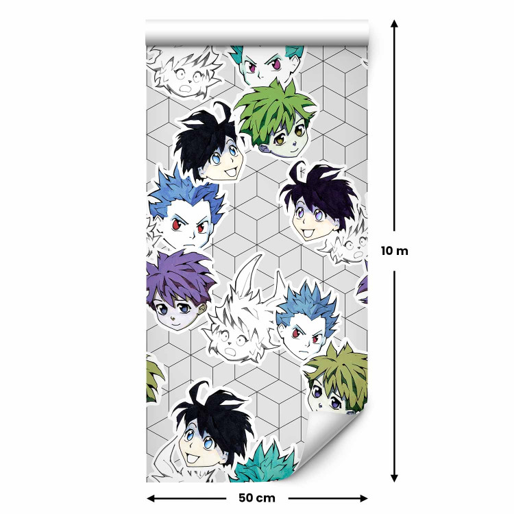 Wallpaper Anime - Expressions on the Faces of Cartoon Characters on a Geometric Background 146383 additionalImage 2
