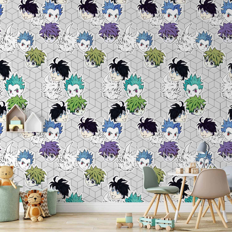 Wallpaper Anime - Expressions on the Faces of Cartoon Characters on a Geometric Background 146383 additionalImage 5